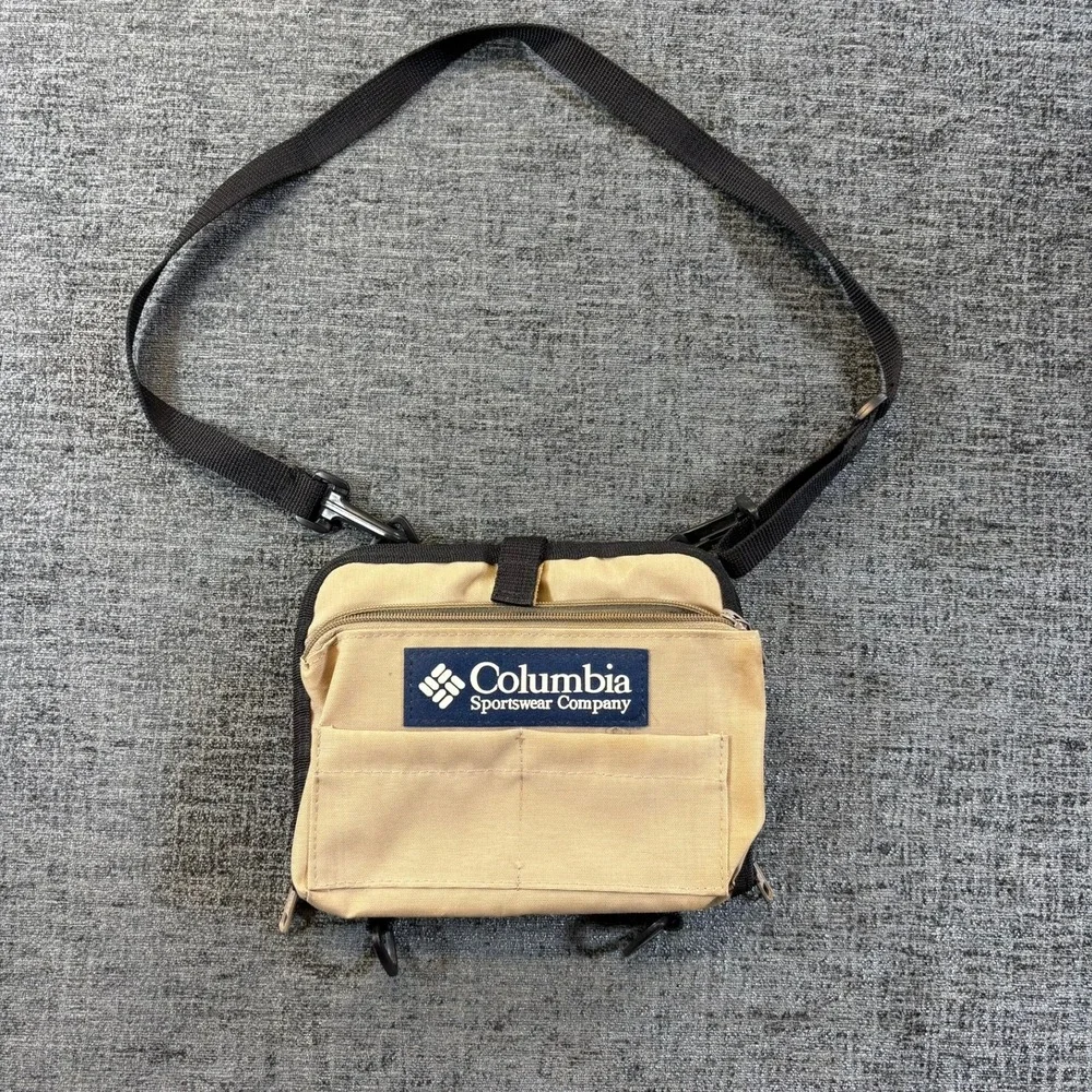 Columbia Crossbody Bag Unisex Tan Nylon Utility Outdoor Travel Pouch FU9000